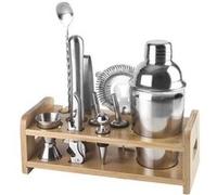 Lacor Set cocktail 10 pièces + support 62181 – inox 18/10, support en bambou, sans BPA