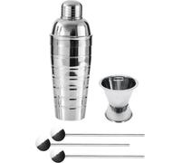 Set Cocktail Shaker, Doseur Double Face, 3 Cuillères à Cocktail Paille, Inox 750 ml, Fackelmann Bar Concept