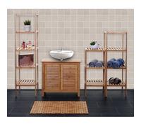 Set Complet De Salle De Bains Hwc-B18, Meuble Armoires Étagères Bambou Multicolore