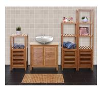 Set Complet De Salle De Bains Hwc-B18, Meuble Armoires Étagères Bambou Multicolore