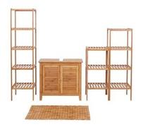 Set complet de salle de bains MENDLER HWC-B18, Meuble Armoires Étagères Bambou Marron G