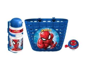 Set Corbeille + Bidon + Sonnette SPIDER-MAN - Pour Enfant à partir de 3 ans - Couleur Bleu et Rouge