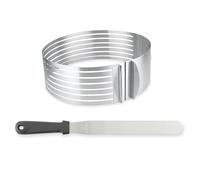 Set couteau à génoise spatule à glaçage et cercle à trancher extensible inox Mathon