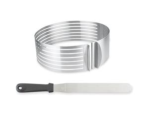 Set couteau à génoise spatule à glaçage et cercle à trancher extensible inox Mathon