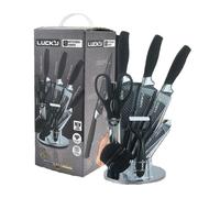 Set couteaux + bloc cuisine pro VURAHOME LQ1 acier inox manches plastique (8p)