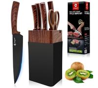 Set Couteaux de Cuisine 7 Pièces avec Porte Couteau Professionnel | Bloc Couteaux Cuisine, Lames Acier Inoxydable, Manches Ergonomiques Antidérapants, Ensemble Couteau de Cuisine pour Chef
