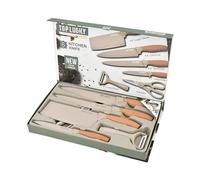 Set couteaux VURAHOME NP04 acier inox motif diamant antiadhésif (6p - Kaki)