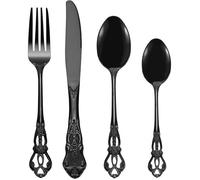 set couverts de table noir 6 personnes Rétro royal, ensemble de couverts inox 24 pièces, se compose de 24 Noir