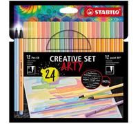 Set créatif - STABILO - point 88/Pen 68 ARTY - 12 fineliners - 12 feutres - étui carton de 24