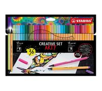 Set créatif - STABILO - point 88/Pen 68 ARTY - 18 fineliners - 18 feutres - Assorties