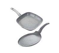 Set Crêpe et Grill Antiadhésif pour cuisine sans huile - Set de poêles antiadhésives adaptées pour cuisinière à induction, en aluminium forgé, 28 cm
