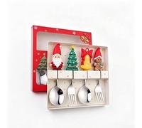 Set Cuillères Noël Acier 4pcs Boîte Set Cuillères Noël Acier(Silver)