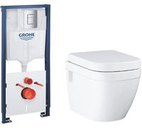 Set cuvette de WC Grohe Euro Ceramic 39703000, châssis encastré avec bouton et joint Grohe Solido 39930000
