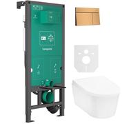 Set cuvette de WC Hansgrohe EluPura S 60343450, bouton de chasse d'eau Hansgrohe Element E 66003140, 01022180, 60148450