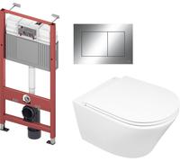 Set cuvette de WC Oltens Jog 42501000, châssis encastré Tece Base 9400407, 45102000, 9.240.401