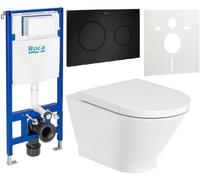 Set cuvette de WC Roca Gap Round A3460NL000, châssis encastré Roca Duplo One A890070020, A801D12001, A890189206, A890063000