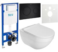 Set cuvette de WC Roca Hebe A34H138000, châssis encastré Roca Duplo One A890070020, A890189206, A890063000