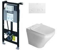 Set cuvette WC avec abattant à descente lente Duravit DuraStyle 45510900A1, châssis encastré Duravit DuraSystem WD1011000000, WD5001011000