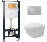 Set cuvette WC avec abattant à descente lente Duravit Starck 3 45270900A1, châssis encastré Duravit DuraSystem WD1029000000, WD5009021000