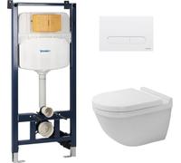 Set cuvette WC avec abattant à descente lente Duravit Starck 3 45270900A1, châssis encastré Duravit DuraSystem WD1029000000, WD5009011000