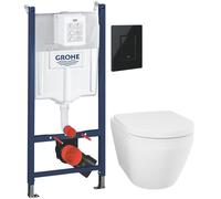 Set cuvette WC avec abattant à descente lente Grohe Euro Ceramic 102510SH00, châssis encastré Grohe Solido 38971000, 38966KV0