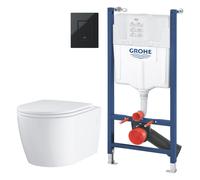 Set cuvette WC avec abattant à descente lente Grohe Start 103848SH00, châssis encastré Grohe Solido 38971000, 38966KV0