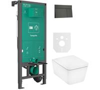 Set cuvette WC avec abattant à descente lente Hansgrohe EluPura Q 60293450, bouton de chasse d'eau Hansgrohe Element E 66003340, 01022180