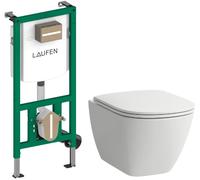 Set cuvette WC avec abattant à descente lente Laufen Lua H8660820000001, châssis encastré Laufen Ineo H9201140000001