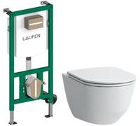 Set cuvette WC avec abattant à descente lente Laufen Pro A H8669560000001, châssis encastré Laufen Ineo H9201140000001