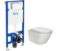 Set cuvette WC avec abattant à descente lente Roca Gap A34H470000, châssis encastré Roca Duplo One A890070020