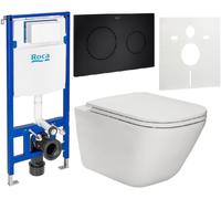 Set cuvette WC avec abattant à descente lente Roca Gap A34H470000, châssis encastré Roca Duplo One A890070020, A890189206, A890063000