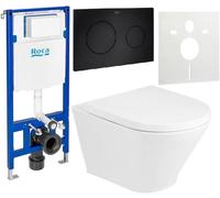 Set cuvette WC avec abattant à descente lente Roca Gap Round A34H0N2000, châssis encastré Roca Duplo One A890070020, A890189206, A890063000