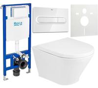 Set cuvette WC avec abattant à descente lente Roca Gap Round A34H0N2000, châssis encastré Roca Duplo One A890070020, A890195000, A890063000