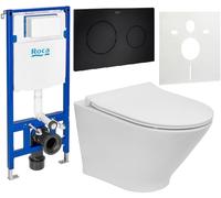 Set cuvette WC avec abattant à descente lente Roca Gap Round A34H0N3000, châssis encastré Roca Duplo One A890070020, A890189206, A890063000