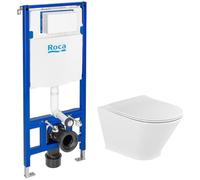 Set cuvette WC avec abattant à descente lente Roca Gap Round A34H0N8000, châssis encastré Roca Duplo One A890070020