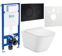 Set cuvette WC avec abattant à descente lente Roca Gap Square A34H472000, châssis encastré Roca Duplo One A890070020, A890189206, A890063000