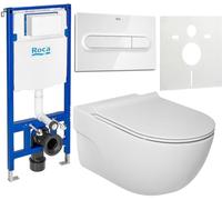 Set cuvette WC avec abattant à descente lente Roca Meridian A34H240000, châssis encastré Roca Duplo One A890070020, A890195000, A890063000
