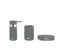 Set d'accessoires Infinitio Distributeur de savon + Porte savon + Gobelet céramique Gris mat PackSAT-GrisMat