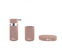 Set d'accessoires Infinitio Distributeur de savon, Porte savon, Gobelet, céramique, Rose mat PackSAT-RoseMat