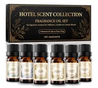 Set d’Huiles Parfumées Inspirées des Hôtels, 6 x 10 ml Huiles Aromatiques pour Diffuseur, Maison, Spa, Fabrication de Savons et Bougies DIY, Parfums d’Ambiance aux Notes Chaleureuses, Idée Cadeau
