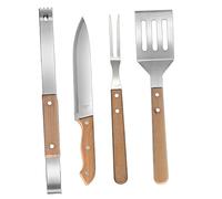 Set D’outils Barbecue 1 Ensemble en Acier Inoxydable et Bois | Spatule de Coupe, Pinces à Griller, Poignée Antidérapante, Légère, pour Pique-niques et Vacances