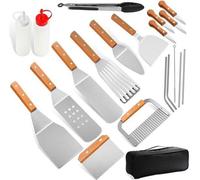 Set d'accessoires de barbecue en acier inoxydable, 20 pièces, de qualité professionnelle, avec spatule et sac de transport