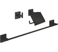 Set d'accessoires de salle de bain 3 en 1 GROHE, Noir mat, Métal, Porte-serviettes 600 mm
