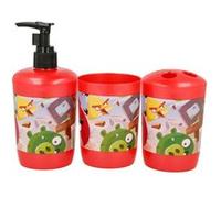 Inny Set d'Accessoires de Salle de Bain 3 pièces Distributeur de Savon et Gobelet Rouge