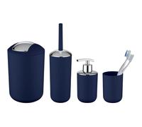 Set d'accessoires de salle de bain, gobelet salle de bain, distributeur savon liquide, mini poubelle salle de bain Brasil bleu