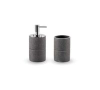 SET D'ACCESSOIRES DE SALLE DE BAINS POUR LAVABO : DISTRIBUTEUR DE SAVON ET PORTE-BROSSE À DENTS MARILY