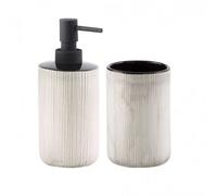 SET D'ACCESSOIRES LAVABO POUR BROSSES À DENTS ET SAVON GRIS CLAIR NAMBINO