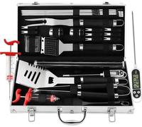 Set d'accessoires pour barbecue en acier inoxydable, 25 pièces