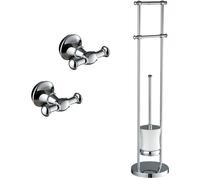 Set d'accessoires rétro PaulGurkes avec crochets pour serviettes et brosse WC incluant un porte-papier toilette