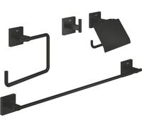 Set d'accessoires salle de bain 4 en 1 GROHE Start Cube, Noir mat, Métal, Fixation cachée